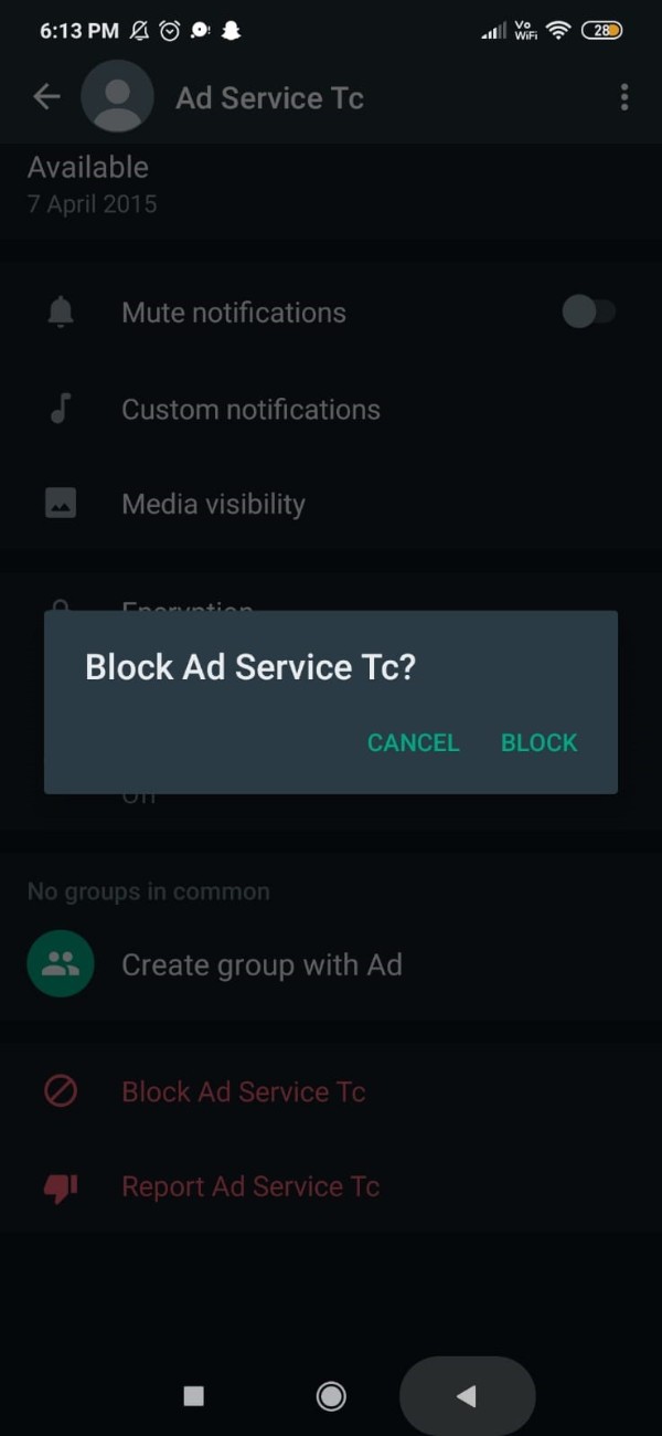 Blocking Someone On WhatsApp