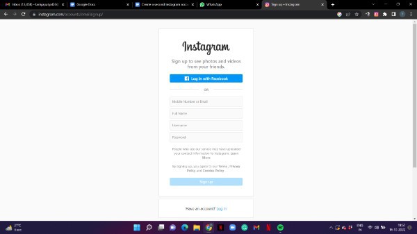 Create Instagram Account On PC