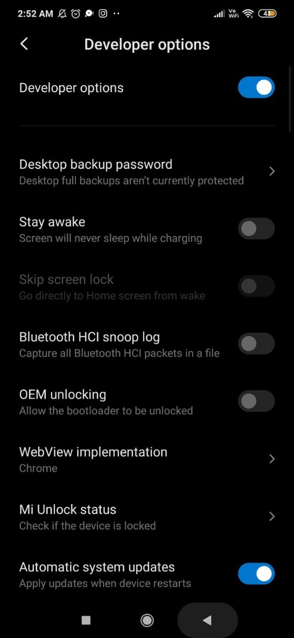 Developer Option In Redmi