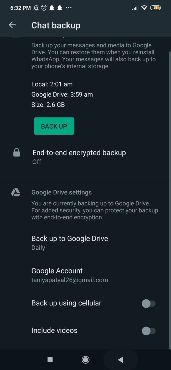 Google Drive WhatsApp Backup