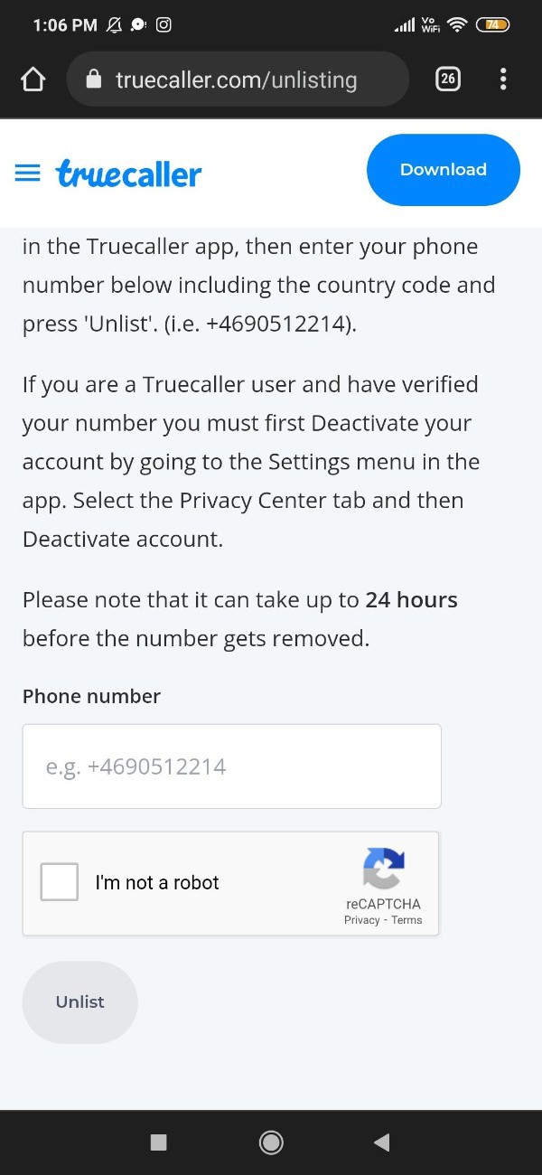 How Do I Unlist My Number From Truecaller