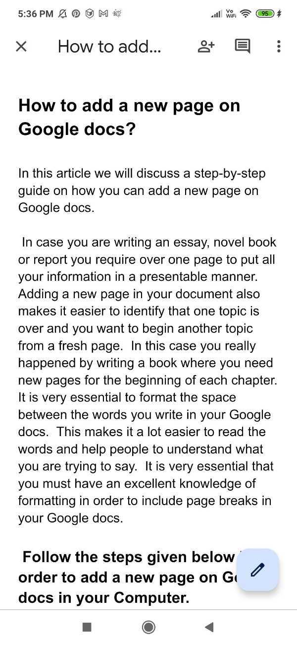 How To Add A New Page On Google Docs