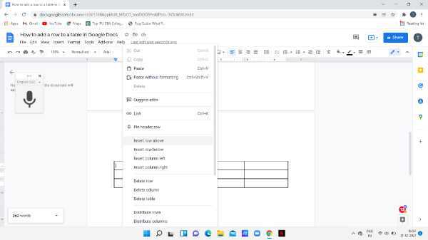 How To Add A Row To A Table In Google Docs
