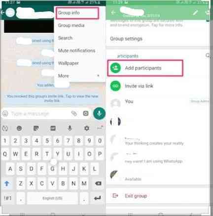 How to add numbers to WhatsApp group without saving