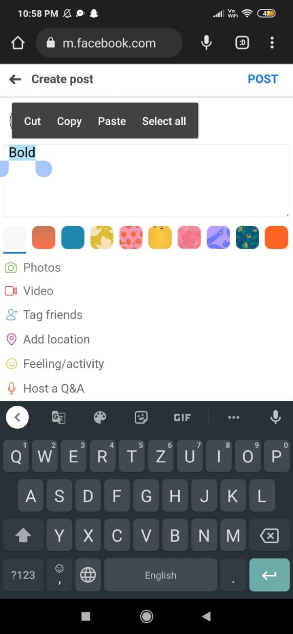 How To Bold Text In Facebook Post In Mobile