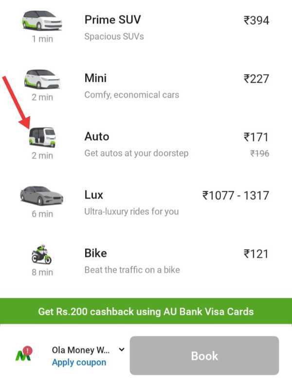 How To Book Ola Auto