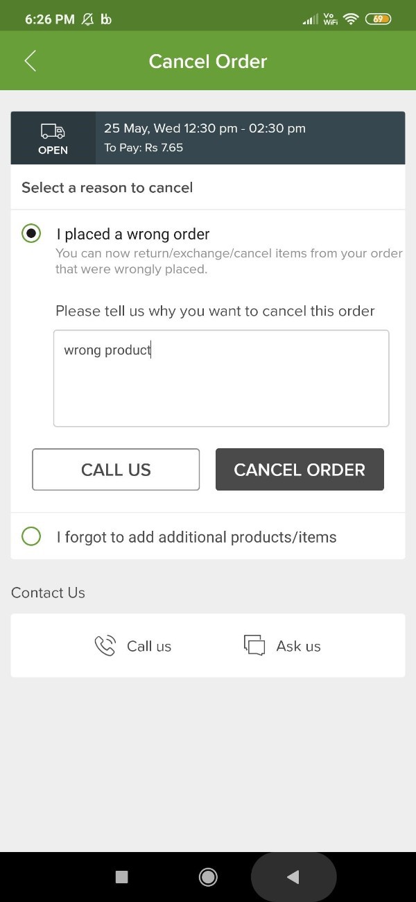 How To Cancel Bigbasket Order