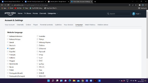 How To Change Amazon Prime Language From German To English