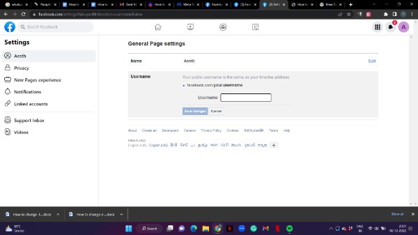 How To Change Facebook Page Username