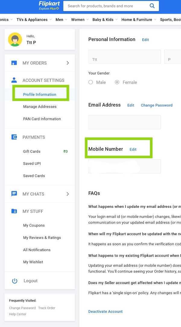 How To Change Mobile Number In Flipkart App
