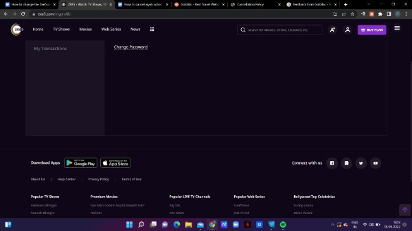 How To Change Zee5 Password