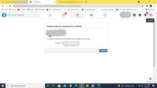 How To Deactivate FB Account In PC