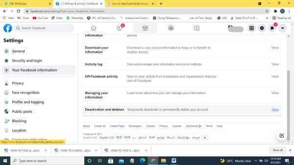 How To Deactivate FB Account In PC
