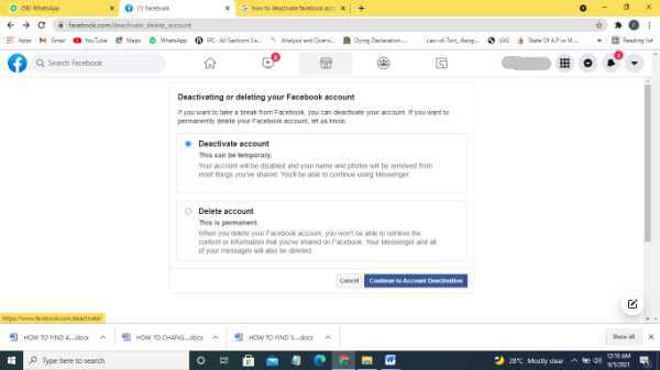 How To Deactivate FB Account In PC