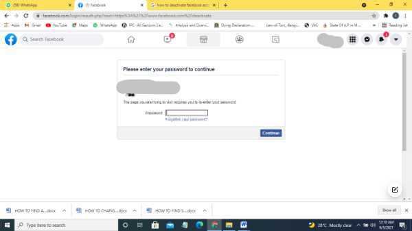 How To Deactivate FB Account In PC
