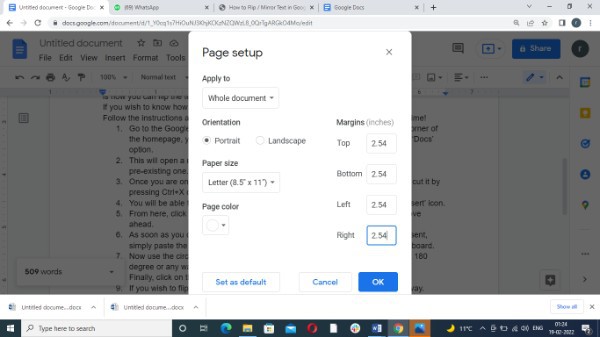 How To Do One Inch Margins On Google Docs
