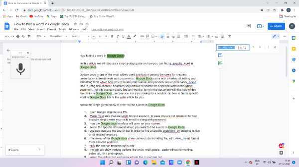 How To Find A Word In Google Docs