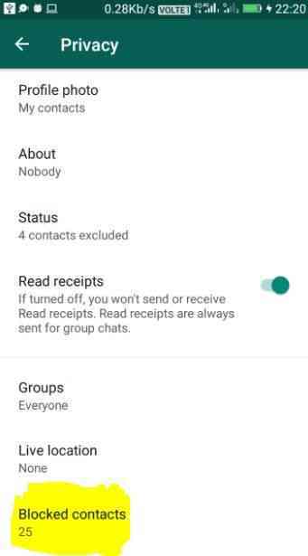 How to find blocked contacts in WhatsApp