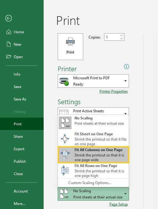 How To Fit All Columns On One Page In Excel