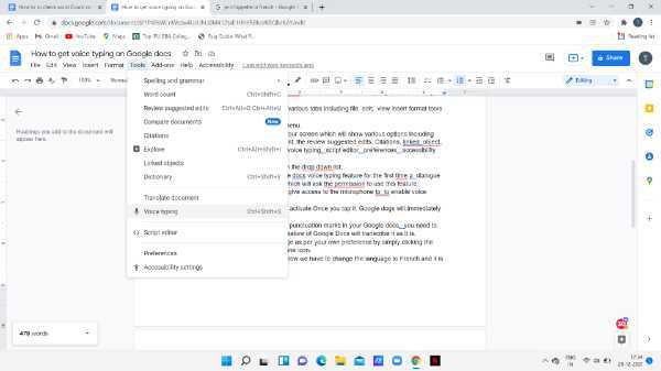 How To Get Voice Typing On Google Docs