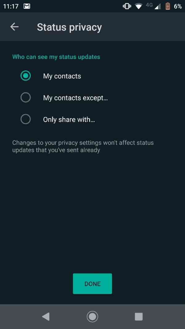 How to hide WhatsApp status from others