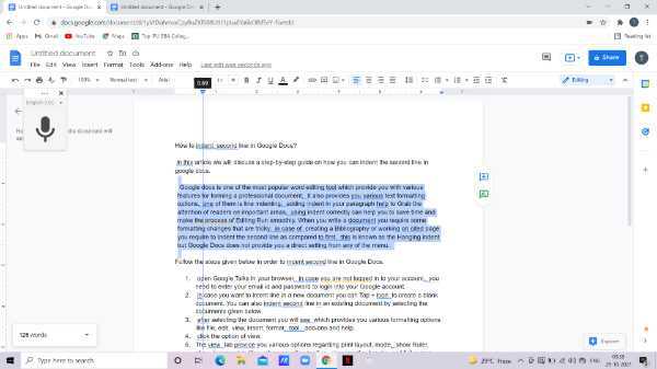 How To Indent Second Line In Google Docs