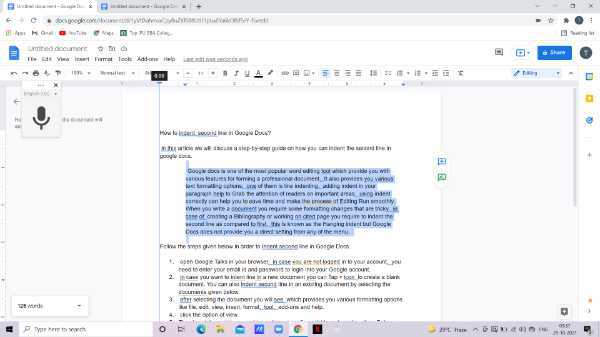 How To Indent Second Line In Google Docs