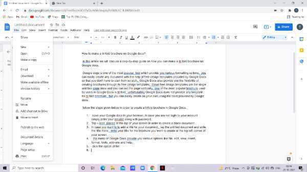 How To Make A Tri Fold Brochure On Google Docs