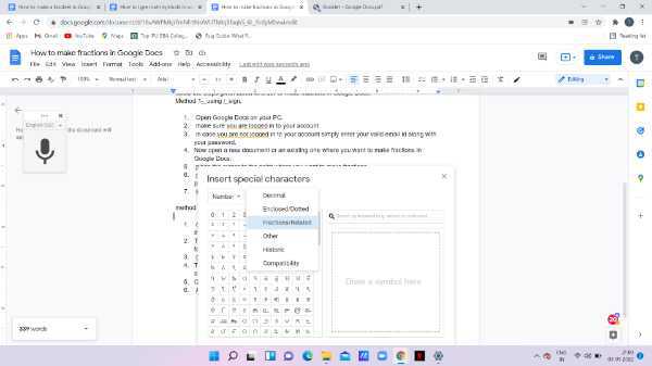 How To Make Fractions In Google Docs