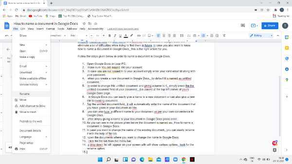 How To Name A Document In Google Docs