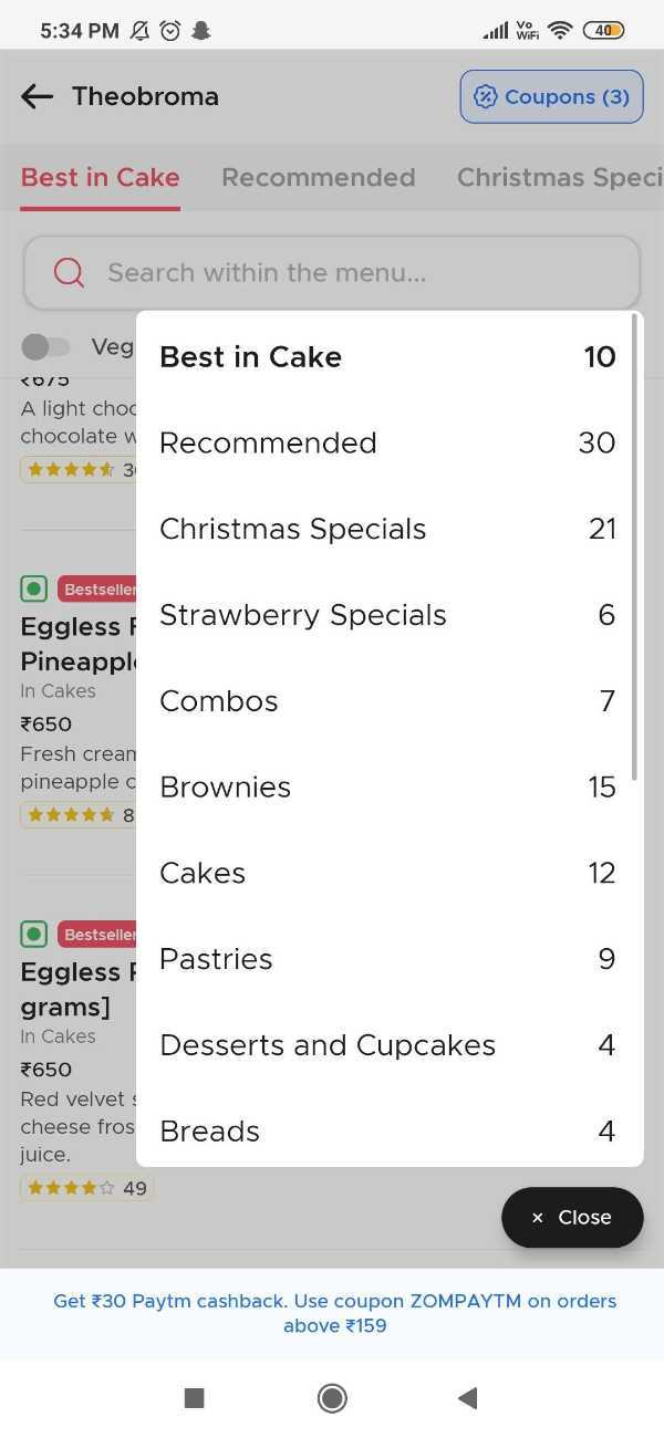 How To Order Cake On Zomato