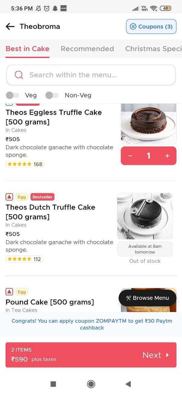 How To Order Cake On Zomato