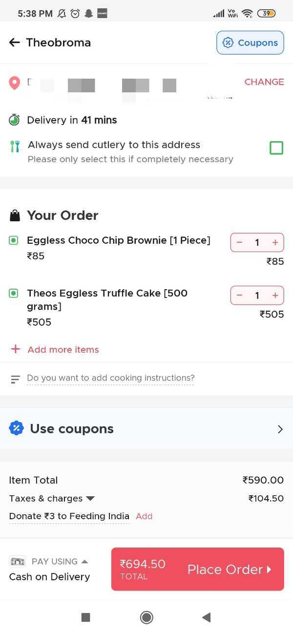 How To Order Cake On Zomato