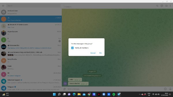 How To Pinned Message In Telegram Group