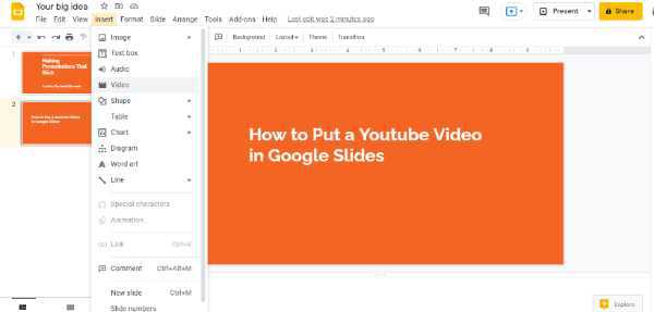 How To Put A YouTube Video In Google Slides