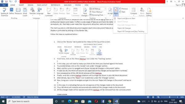 How To Remove Markup Area In Word