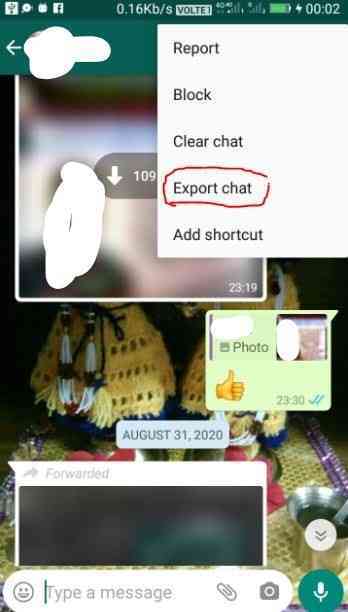 How to send WhatsApp conversation to another person