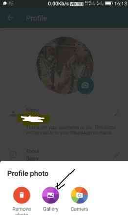 How to set WhatsApp DP from gallery