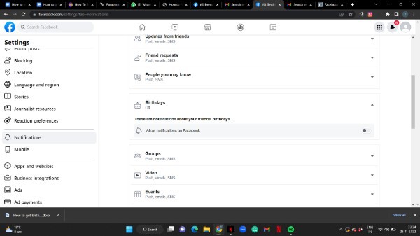 How To Turn Off Birthday Notifications On Facebook