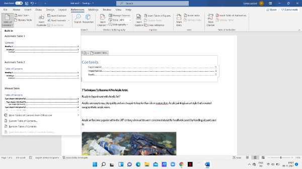 How To Use Table Of Contents In Word