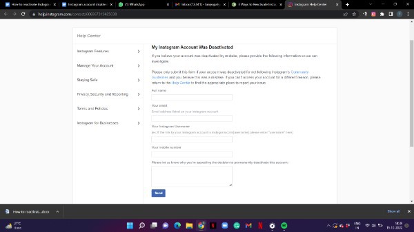 Instagram Account Disabled Appeal