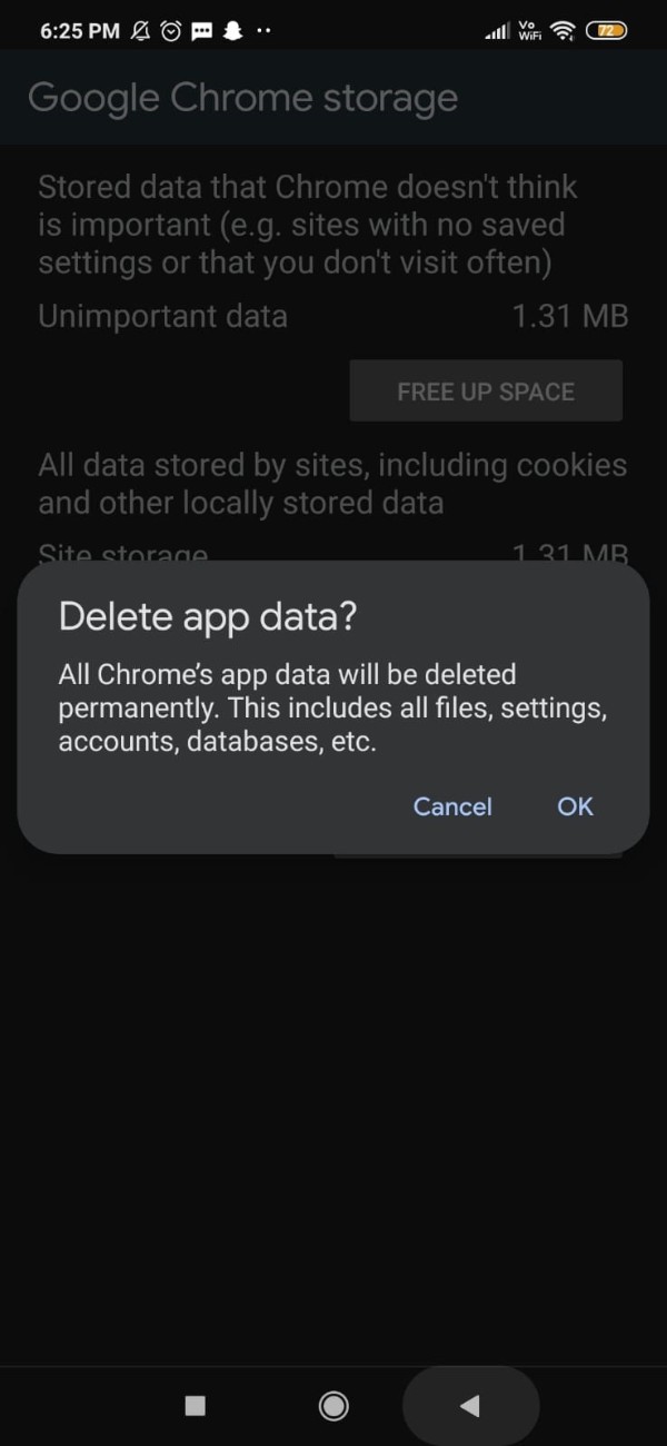 Reset Chrome Settings Android