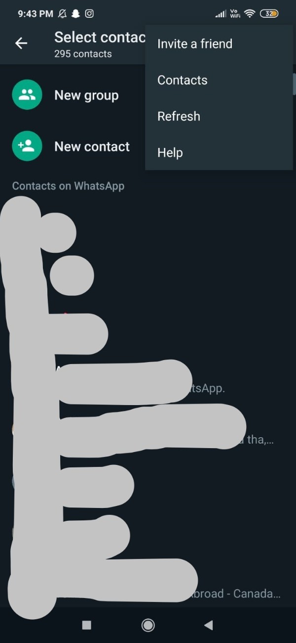 WhatsApp Contacts Not Showing