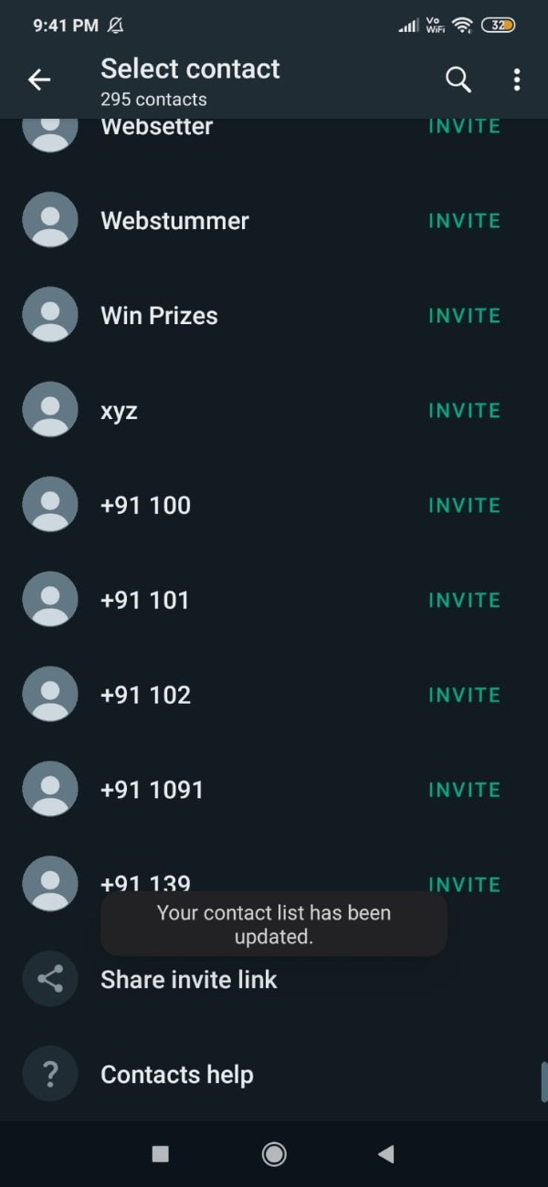 WhatsApp Contacts Not Showing